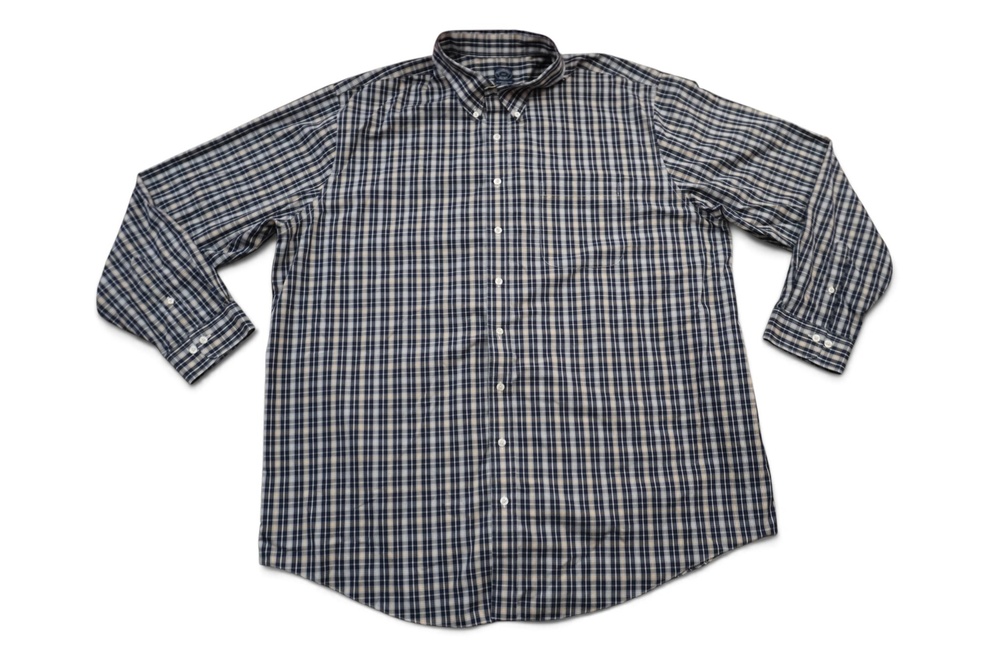 Brooks Brothers Shirt Mens 3XLT Blue Plaid Non Iron Supima Cotton Button Down